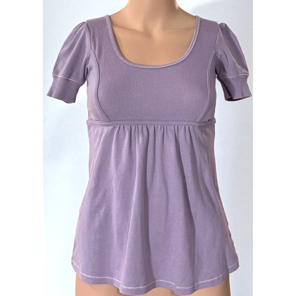 Victoria's Secret Shirt Womens XS Babydoll Tie Back Y2K Purple Short Sleeve